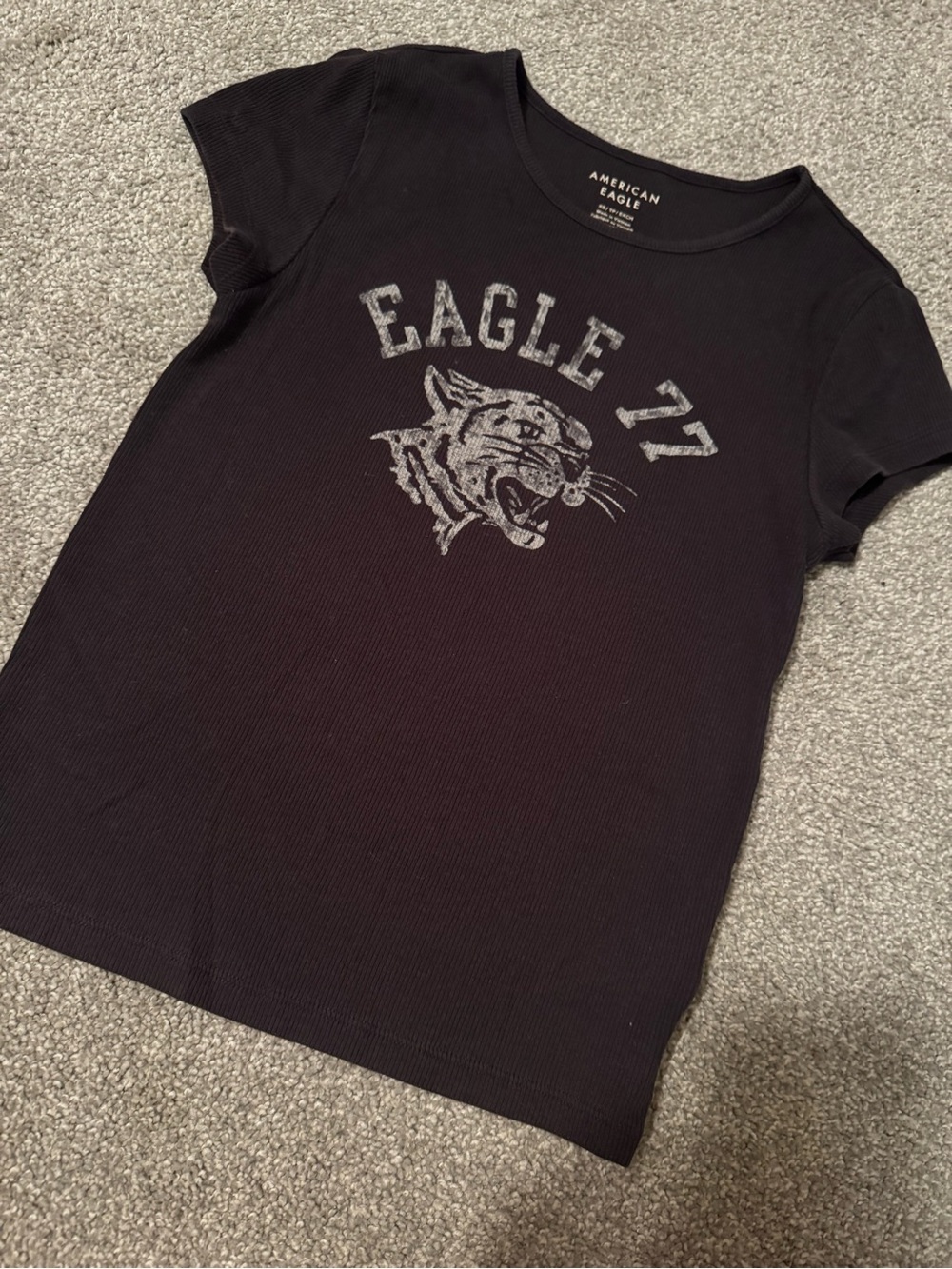 American Eagle Outfitters Navy Short-Sleeve Tee with 'Eagle 77' Graphic